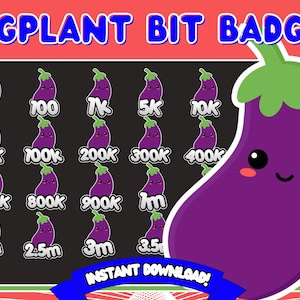 Eggplant bit badges Twitch eggplant bit badges eggplant emotes vegetable emotes vegetable bits badges cute emotes twitch emotes