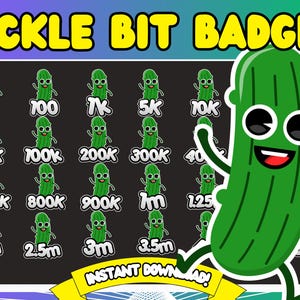 Pickles bit badges Twitch pickle bit badges cute pickle emotes Pickle emotes food bit badges food emotes cucumber emotes snack bit badges