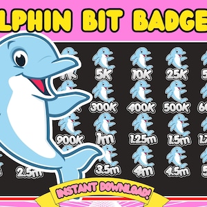 Dolphin bit badges Twitch dolphin bit badges dolphin emotes cute emotes cute bits badges cute dolphin emotes twitch animal emotes sea animal