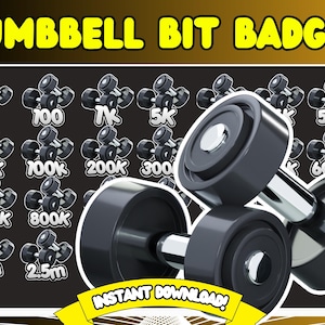 Dumbbell Twitch Bit Badges: Gym Fitness Emotes (Digital Download)