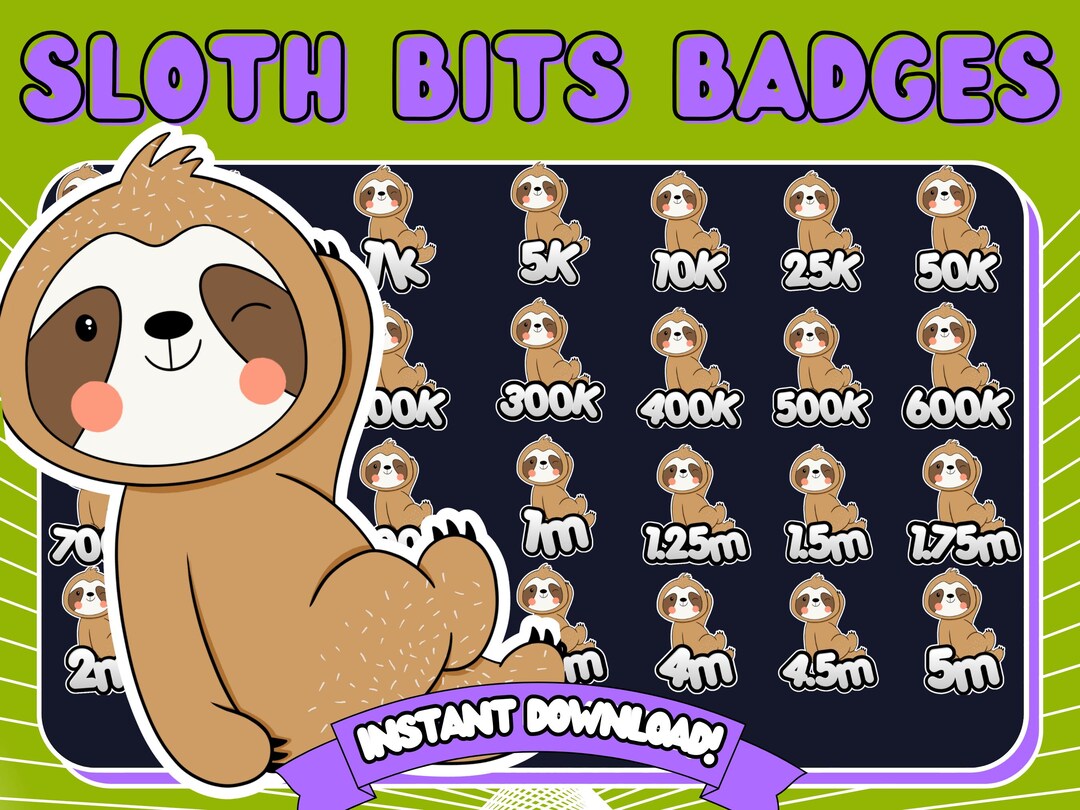 Sloth Micro Bit Sloth Twitch Bit Badges, Animal Emotes (instant Download) - Etsy