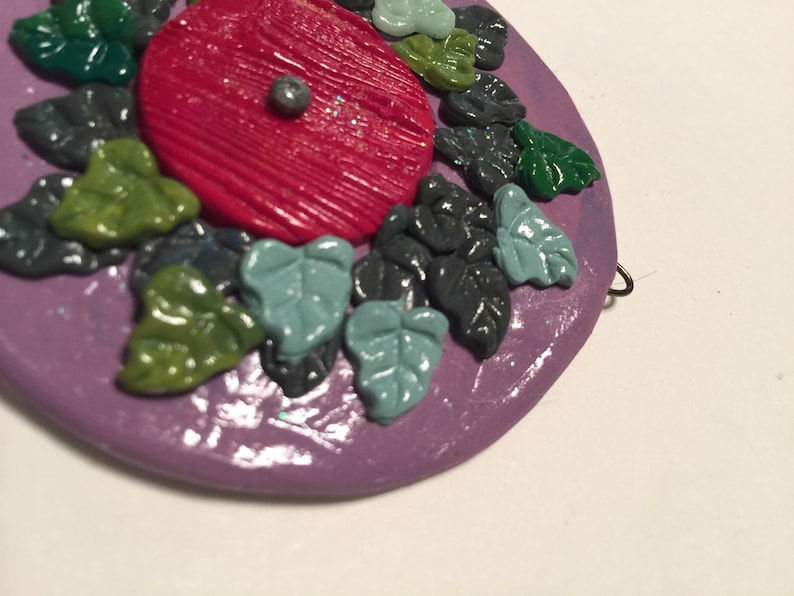 Santa/'s Elf Door Hobbit Door Handmade Christmas Tree Ornament Fairy Door Polymer Clay Hanging Pendent