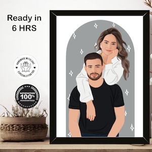 Custom Couple Portrait, Digital Illustration, Personalized Anniversary Gift, Wedding Gift, Hand-Drawn Photo to Art