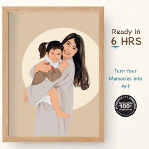 Personalized Mother&#39;s Day Gift, Custom Mom Portrait, Faceless Portrait, Gift For Mom, Family Gift, Custom Drawing From Photo, Mom Birthday