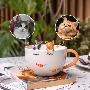 Custom Pet Mug, Handmade Ceramic Mug, Peekaboo Pet Mug, Memorial Gift for Pet Lovers, Personalized Dog/Cat Mug, Coffee Cup with Pet Figurine