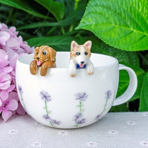 Custom Pet Mug with 3D Dog/Cat Figure Handmade Ceramic Mug Peekaboo Pet Mug Memorial Gift for Pet Lovers Personalized Pet Mug Coffee Cup