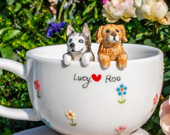 Custom Pet Mug with 3D Dog/Cat Figure Handmade Ceramic Peekaboo Mug Memorial Gift for Pet Lovers Personalized Pet Mug Coffee Cup