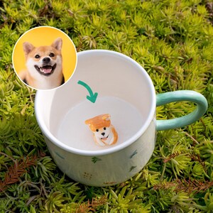 Custom Pet Mug, Handmade Ceramic Mug, Peekaboo Pet Mug, Memorial Gift for Pet Lovers, Personalized Dog/Cat Mug, Coffee Cup with Pet Figurine