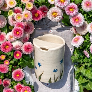 Ceramic Travel Tumbler, Handmade Custom Travel Mug, To Go Ceramic Tumbler, Hand-painted Floral Coffee Cup Sip Mug Mother&#39;s Day Gift for Her