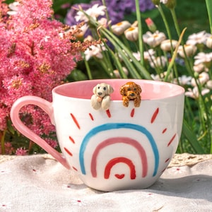 Custom Pet Mug with 3D Dog/Cat Figure Handmade Ceramic Mug Peekaboo Pet Mug Memorial Gift for Pet Lovers Personalized Pet Mug Coffee Cup