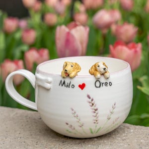 Mug personnalisé pour animal de compagnie avec figurine 3D de chien/chat Mug en céramique fait main Peekaboo Mug pour animal de compagnie Cadeau commémoratif pour les amateurs d'animaux de compagnie