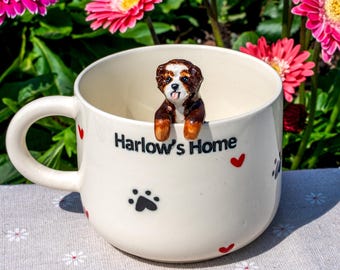 Custom Pet Mug with 3D Dog/Cat Figure Handmade Ceramic Mug Peekaboo Pet Mug Memorial Gift for Pet Lovers Personalized Pet Mug Coffee Cup