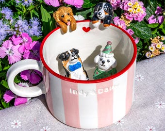 Custom Pet Mug with 3D Dog/Cat Figure Handmade Ceramic Mug Peekaboo Pet Mug Memorial Gift for Pet Lovers Personalized Pet Mug Coffee Cup