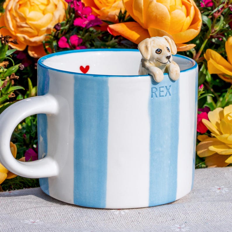 Custom Pet Mug with 3D Dog/Cat Figure Handmade Ceramic Mug Peekaboo Pet Mug Memorial Gift for Pet Lovers Personalized Pet Mug Coffee Cup image 15