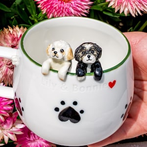 Custom Pet Mug with 3D Dog/Cat Figure Handmade Ceramic Mug Peekaboo Pet Mug Memorial Gift for Pet Lovers Personalized Pet Mug Coffee Cup image 2