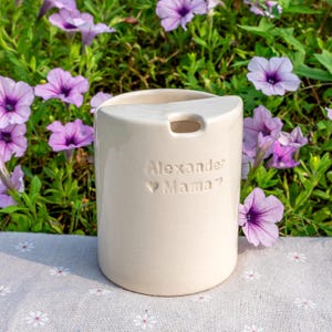 Custom Text Travel Mug, Handmade Pottery Mug, To Go Ceramic Tumbler, Hand-painted Sip Mug, Coffee Cup Sip Mug Birthday Day Gift for Her
