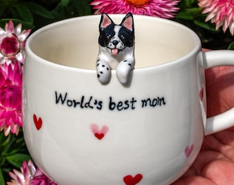 Custom Heart Pet Mug with Pet Figure Handmade Ceramic Mug Peekaboo Pet Mug Memorial Gift for Pet Owners Personalized Dog/Cat Mug Coffee Cup