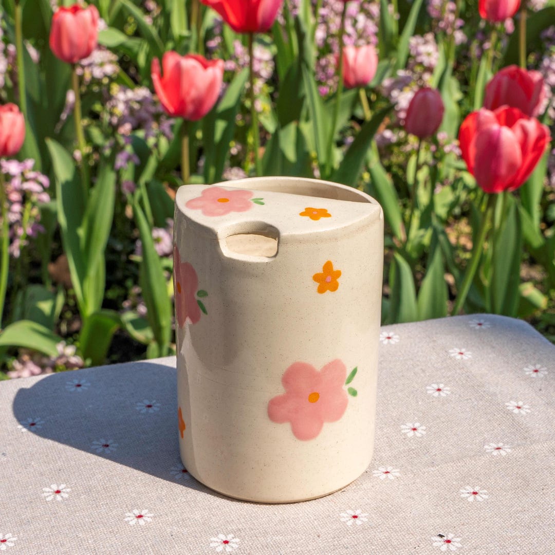 Hand Sipper Handmade Flower Ceramic Travel Mug: Hand-painted Coffee Sipper - Etsy