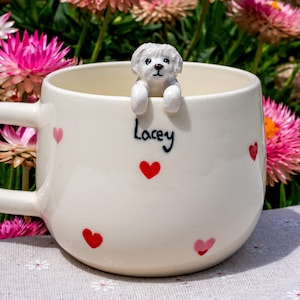 Custom Heart Pet Mug with Pet Figure Handmade Ceramic Mug Peekaboo Pet Mug Memorial Gift for Pet Owners Personalized Dog/Cat Mug Coffee Cup