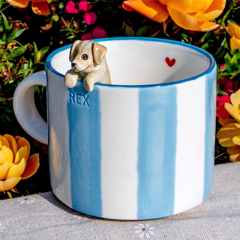 Custom Pet Mug with 3D Dog/Cat Figure Handmade Ceramic Mug Peekaboo Pet Mug Memorial Gift for Pet Lovers Personalized Pet Mug Coffee Cup image 12