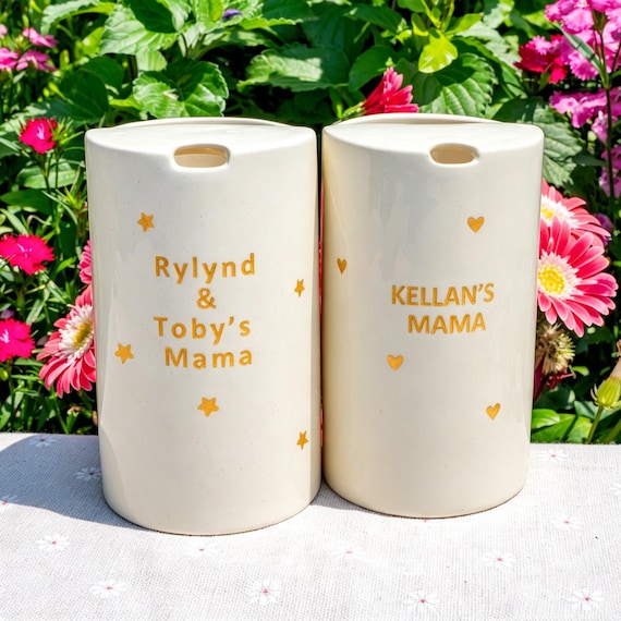 Golden Star/Hearts Travel Mug, Handmade Ceramic Coffee Cup, To Go Ceramic Travel Tumbler, Hand-painted Sip Mug Mother's Day Gift for Her