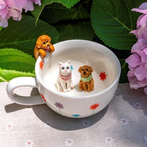 Custom Pet Mug with Pet Figure Handmade Ceramic Mug Peekaboo Pet Mug Memorial Gift for Pet Owners Personalized Dog/Cat Inside Mug Coffee Cup