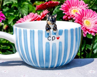 Custom Pet Mug with 3D Dog/Cat Figure Handmade Ceramic Mug Peekaboo Pet Mug Memorial Gift for Pet Lovers Personalized Pet Mug Coffee Cup