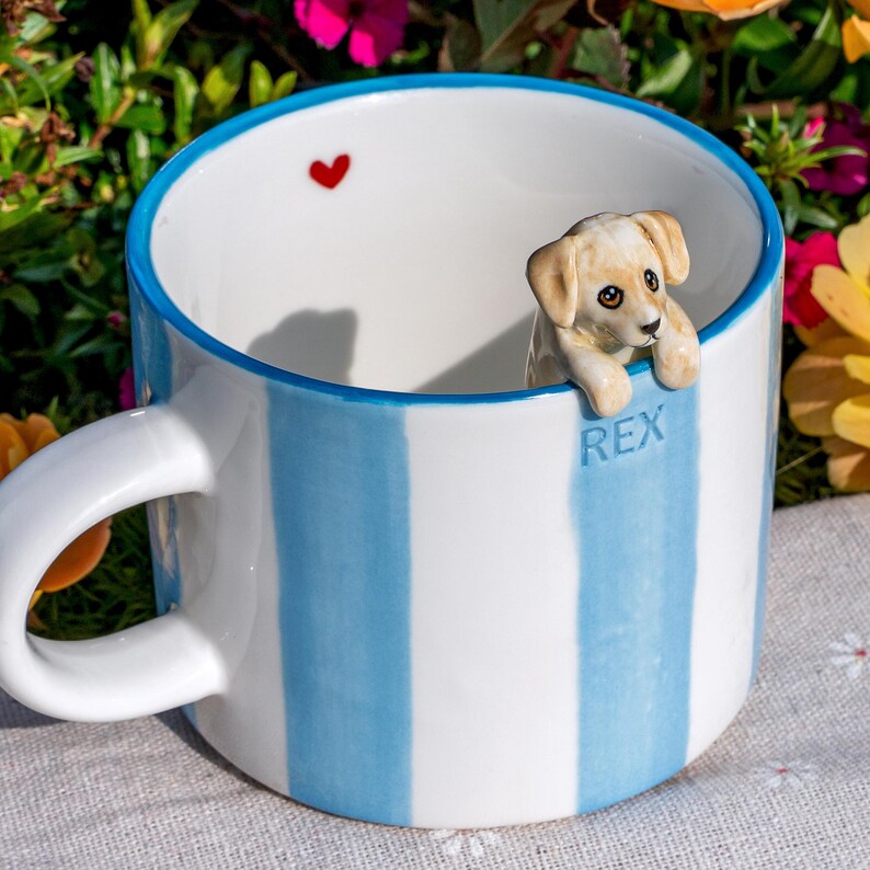 Custom Pet Mug with 3D Dog/Cat Figure Handmade Ceramic Mug Peekaboo Pet Mug Memorial Gift for Pet Lovers Personalized Pet Mug Coffee Cup image 14