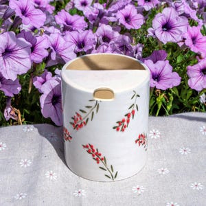 Branches Travel Mug, Handmade Pottery Mug, To Go Ceramic Tumbler, Hand-painted Sip Mug, Coffee Cup Sip Mug Birthday Day Gift for Her