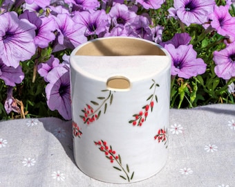 Branches Travel Mug, Handmade Pottery Mug, To Go Ceramic Tumbler, Hand-painted Sip Mug, Coffee Cup Sip Mug Birthday Day Gift for Her