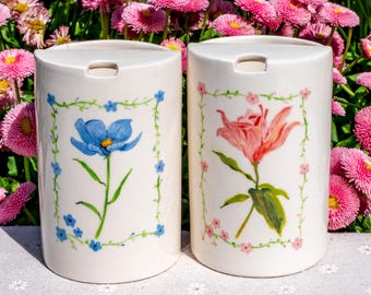 Personalized Birth Flower Travel Mug with Name, Hand-painted Floral Ceramic Coffee Travel Tumbler, Custom Sip Mug Birthday Gift