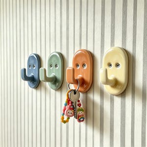 Handmade Ceramic Key Holder, Colorful Wall Hook with Mount Screws, Entryway Organizer, Pastel Key Rack, Hanging Hook, Housewarming Gift