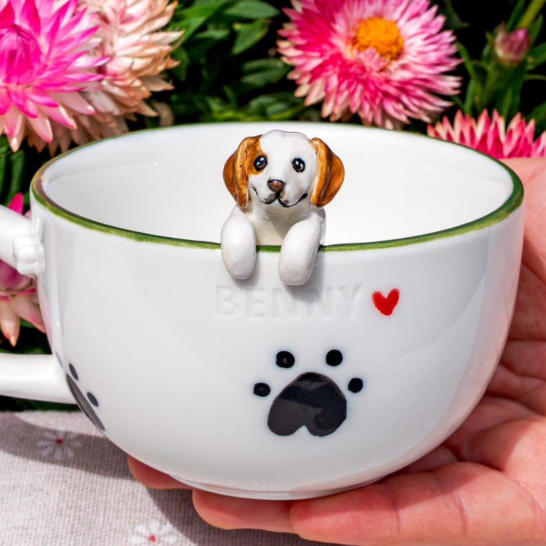 Custom Pet Mug with 3D Dog/Cat Figure Handmade Ceramic Mug Peekaboo Pet Mug Memorial Gift for Pet Lovers Personalized Pet Mug Coffee Cup image 5