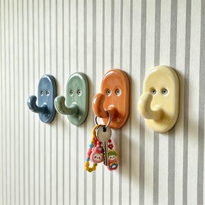 Handmade Ceramic Key Holder, Colorful Wall Hook with Mount Screws, Entryway Organizer, Pastel Key Rack, Hanging Hook, Housewarming Gift