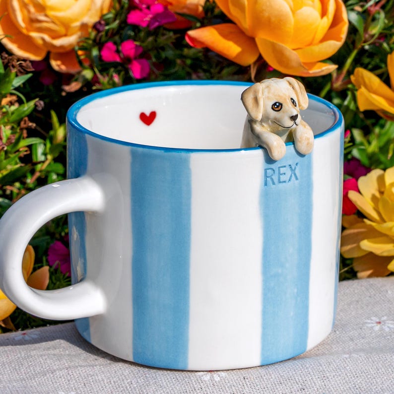 Custom Pet Mug with 3D Dog/Cat Figure Handmade Ceramic Mug Peekaboo Pet Mug Memorial Gift for Pet Lovers Personalized Pet Mug Coffee Cup image 13