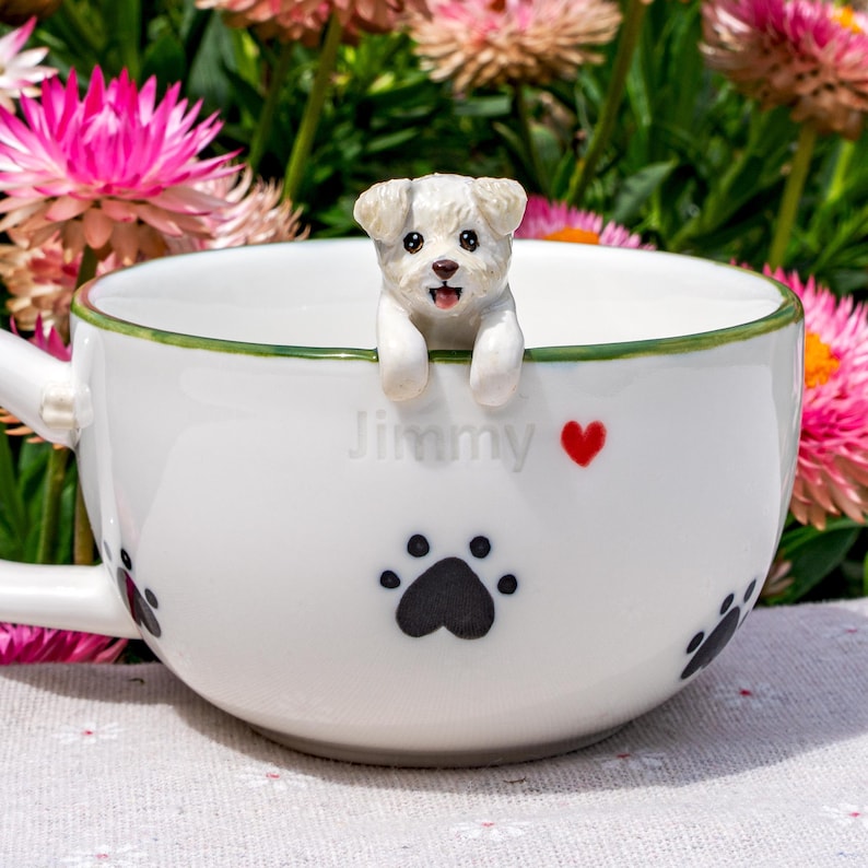 Custom Pet Mug with 3D Dog/Cat Figure Handmade Ceramic Mug Peekaboo Pet Mug Memorial Gift for Pet Lovers Personalized Pet Mug Coffee Cup image 7