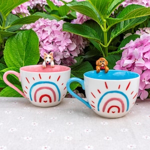 Custom Pet Mug with 3D Dog/Cat Figure Handmade Ceramic Mug Peekaboo Pet Mug Memorial Gift for Pet Lovers Personalized Pet Mug Coffee Cup