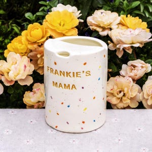 Colorful Spots Travel Mug, Handmade Ceramic Coffee Cup, To Go Ceramic Travel Tumbler, Hand-painted Mug, Sip Mug Mother's Day Gift for Her imagem 3