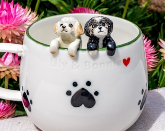 Custom Pet Mug with 3D Dog/Cat Figure Handmade Ceramic Mug Peekaboo Pet Mug Memorial Gift for Pet Lovers Personalized Pet Mug Coffee Cup