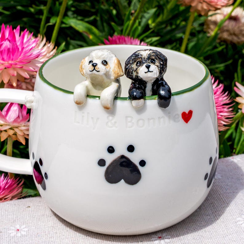Custom Pet Mug with 3D Dog/Cat Figure Handmade Ceramic Mug Peekaboo Pet Mug Memorial Gift for Pet Lovers Personalized Pet Mug Coffee Cup image 1