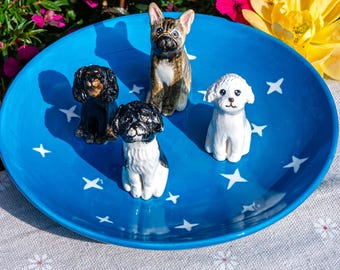 Custom Pet Figurine Jewelry Dish: Handmade Ceramic Ring Holder, Personalized Pet Memorial