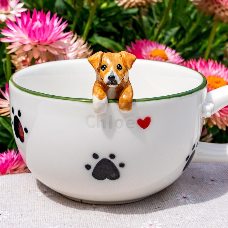 Custom Pet Mug with 3D Dog/Cat Figure Handmade Ceramic Mug Peekaboo Pet Mug Memorial Gift for Pet Lovers Personalized Pet Mug Coffee Cup image 3