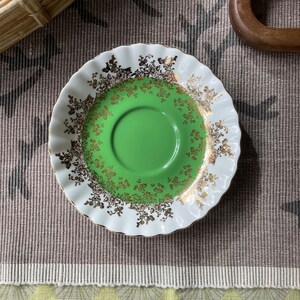 Vintage Royal Albert Green and Gold Saucer