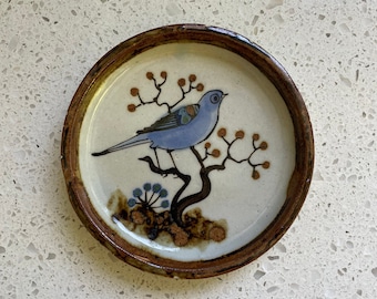 Mexican Hand Painted Plate with Blue Bird