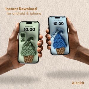 4 Set Aesthetic Ice Cream 3D Wallpaper – Aesthetic Ice Cream Art for Phone Backgrounds | Japanese | Digital Download | Phone Wallpapers