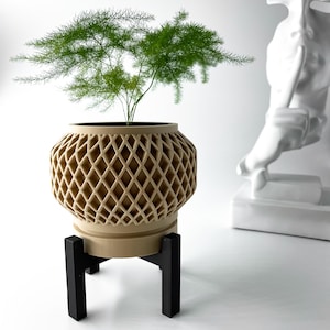 Orto Modern Planter with Stand, Geometric Pot, Available in Multiple Colors, Indoor Outdoor Plant, 3D Geometric Modern Watering Pot, Gift