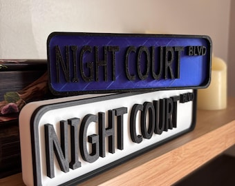 Night Court Blvd Street Sign: You Choose Colors & Sizes | 3D Printed Library Decor