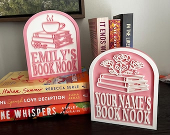 Personalized Book Nook Sign, Custom Bookshelf Sign for Library, Bookish Decor, Book Lover Gift, Readers Gift