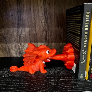 Cute Fire Dragon Bookend | Bookshelf Empyrean Series, Fourth Wing Decor | 3D Printed Gift, Good Reads, Adorable Decoration, Bookies, Bookish