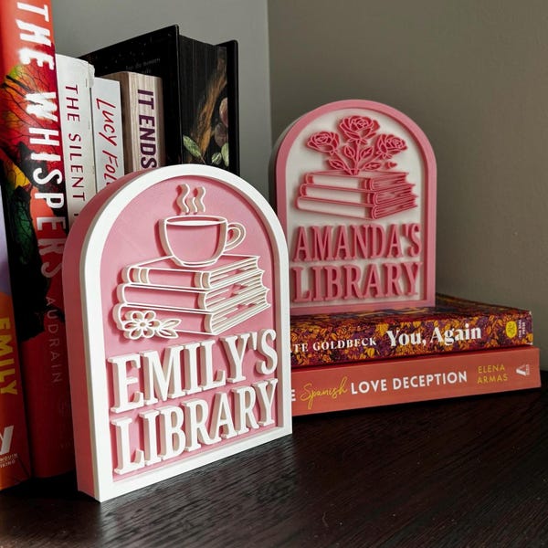 Personalized Library Sign, Custom Bookshelf Sign for Book Nook, Bookish Decor, Book Lover Gift, Readers Gift